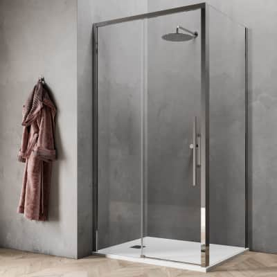 Cabina Doccia 100 X 80.Box Doccia Angolare Porta Scorrevole E Lato Fisso Rettangolare Sword 100 X 80 Cm H 200 Cm In Vetro Temprato Spessore 8 Mm Trasparente Cromato Prezzo Online Leroy Merlin